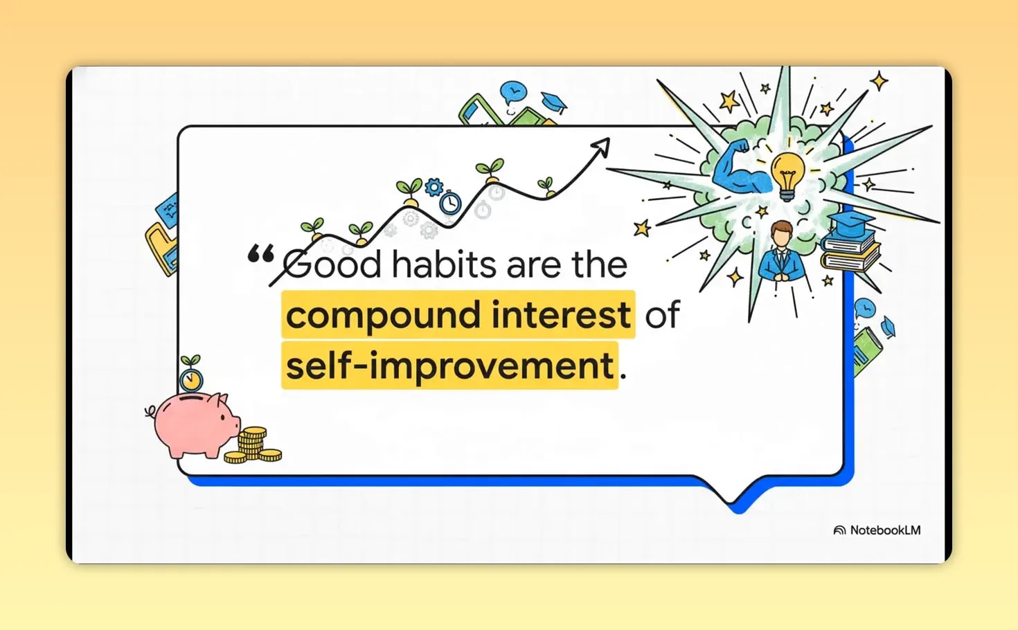 Atomic Habits Explained: The Simple Growth System Behind Lasting Change Quote card saying good habits are the compound interest of self-improvement
