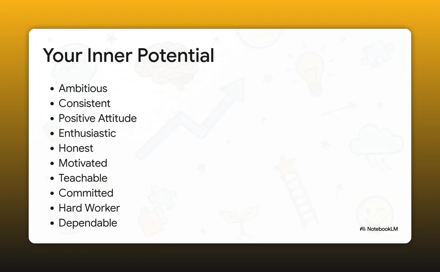 Slide titled The Sequence of Success showing a path from being to doing to having
